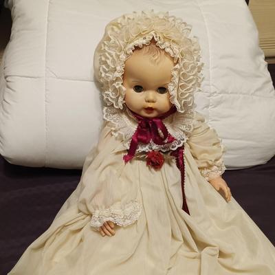 LOT 249: Antique Christening Gown and Pillow & Crocheted Blanket