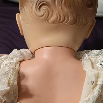 LOT 249: Antique Christening Gown and Pillow & Crocheted Blanket