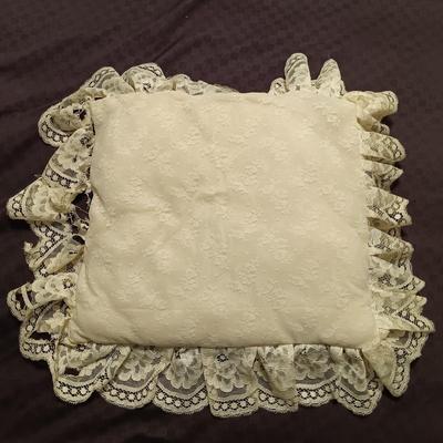 LOT 249: Antique Christening Gown and Pillow & Crocheted Blanket