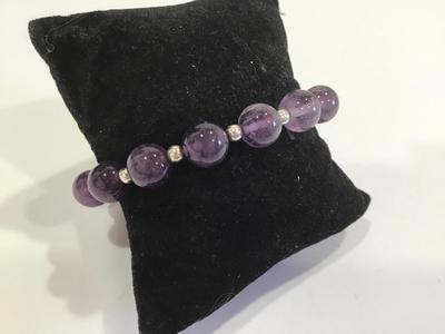 Purple Bracelet stretch Glass / Stone