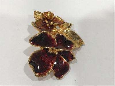 Purple Pansie Enamel Brooch Vintage