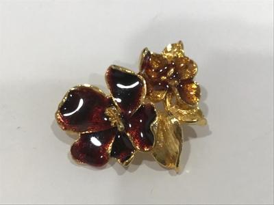 Purple Pansie Enamel Brooch Vintage