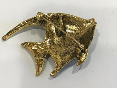 Green Rhinestone Angel fish Brooch or Pendant