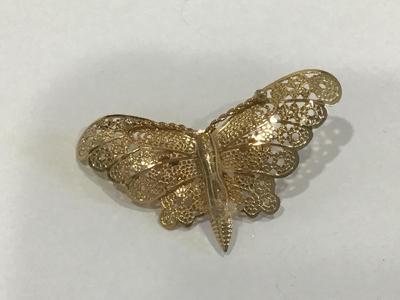 Vintage Gold Tone Butterfly Brooch