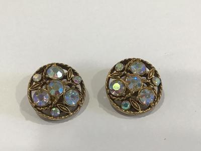 Aurora Borealis Vintage Clip on Earrings