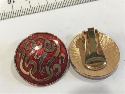 Red and Gold Clip on Earrings