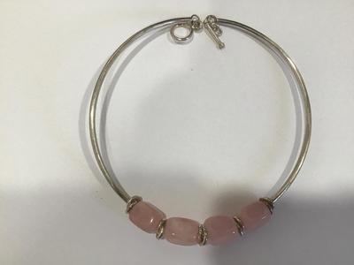 Silpada 925 Collar Necklace With Chunky Rose Quartz Vintage Marked