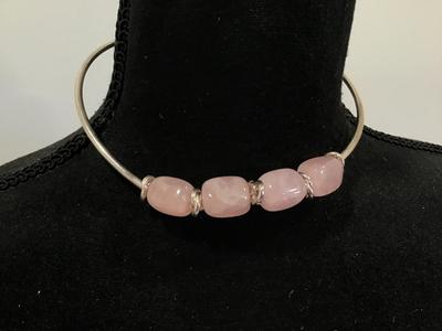 Silpada 925 Collar Necklace With Chunky Rose Quartz Vintage Marked