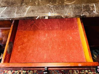 LEGENDS FURNITURE MARBLE TOP COFFEE TABLE WITH A WOOD FRAME