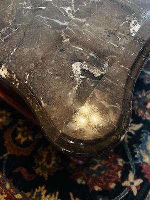 LEGENDS FURNITURE MARBLE TOP COFFEE TABLE WITH A WOOD FRAME