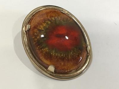 Dragons Eye Clay or pottery Vintage Brooch