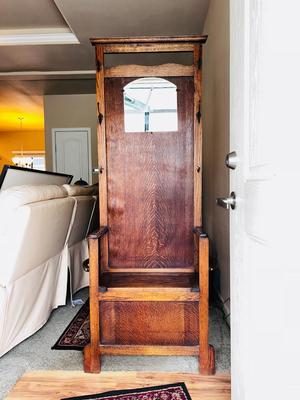 ANTIQUE HALL TREE W/STORAGE UNDER THE SEAT