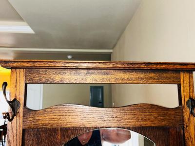 ANTIQUE HALL TREE W/STORAGE UNDER THE SEAT