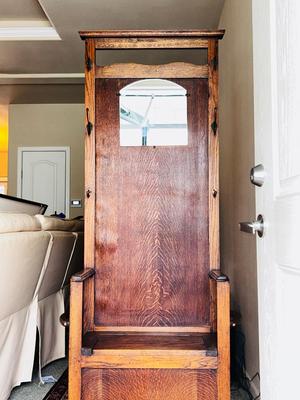 ANTIQUE HALL TREE W/STORAGE UNDER THE SEAT