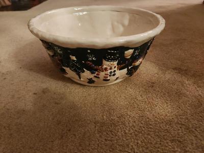 White and Blue Bowl w/ Snowmen