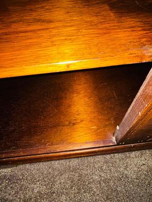 ANTIQUE GLASS DOUBLE DOOR SKELETON KEY LOCKING CABINET