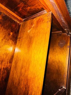 ANTIQUE GLASS DOUBLE DOOR SKELETON KEY LOCKING CABINET