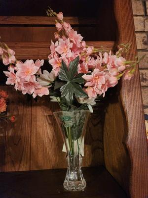 Vase w/ Fake Pink and White Flowers