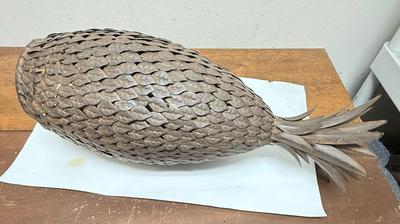 Large Metal Art Pineapple Sculpture Hollow Candle Holder / Hurricane Indoor Outdoor