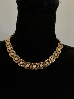 Faux Pearl Caged Necklace