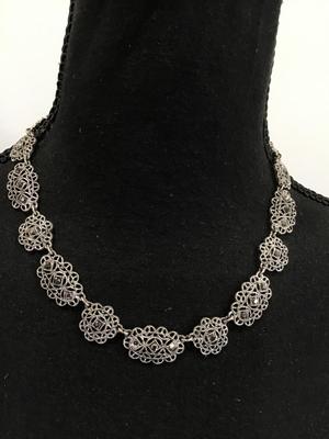 Crown Trifari Silvertone Necklace