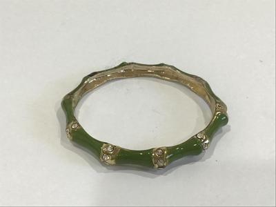 Green Rhinestone Hinged Bracelet