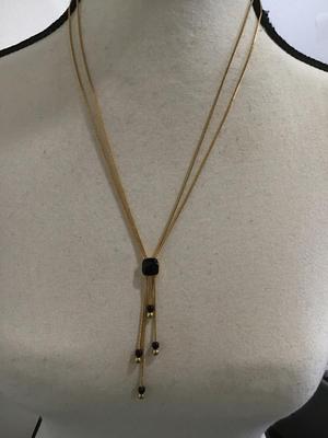 Beautiful Lariat slider, necklace Gold Tone