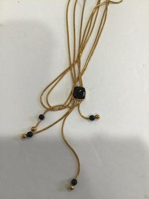 Beautiful Lariat slider, necklace Gold Tone