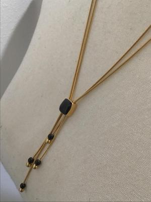 Beautiful Lariat slider, necklace Gold Tone