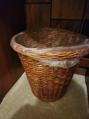 Brown Wicker Trashcan