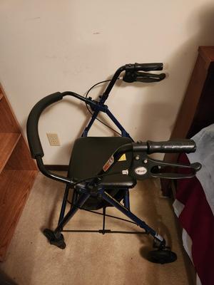 Blue Foldable Walker w/ Seat