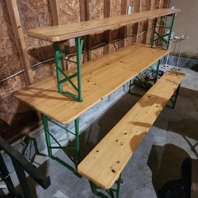 Solid Wood Folding Table and 2 Solid Wood Folding Benches 76x10 Camping