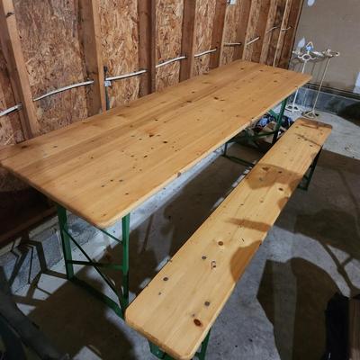 Solid Wood Folding Table and 2 Solid Wood Folding Benches 76x10 Camping