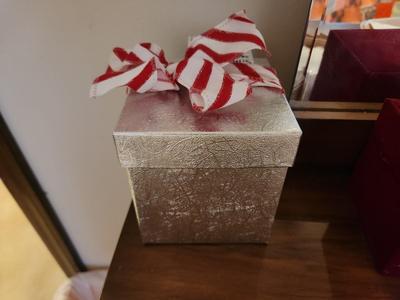 Silver Box w/ Peppermint Striped Bow