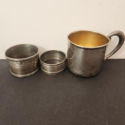 Sterling Silver Cup 2 Napkin Rings 77.97 g