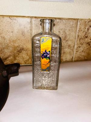 1800’s ANTIQUE FRENCH CAST IRON OIL “BETTY LAMP” AND GLASS BOTTLES