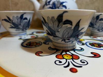 COLORFUL LAZY SUSAN AND ASIAN TEA SET