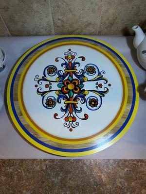 COLORFUL LAZY SUSAN AND ASIAN TEA SET