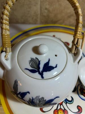 COLORFUL LAZY SUSAN AND ASIAN TEA SET