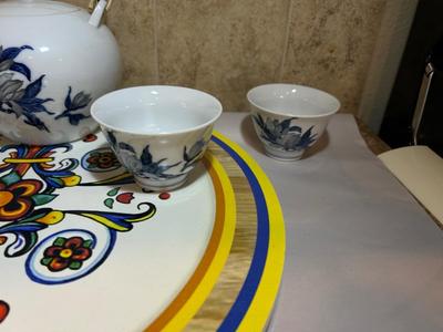 COLORFUL LAZY SUSAN AND ASIAN TEA SET