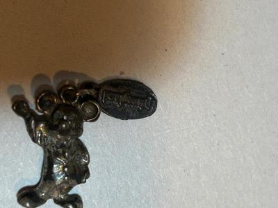 STERLING SILVER DISNEY CHARMS MICKEY MOUSE, TINKERBELL AND DUMBO PLUS AN OCTAGON MIRROR,