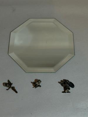 STERLING SILVER DISNEY CHARMS MICKEY MOUSE, TINKERBELL AND DUMBO PLUS AN OCTAGON MIRROR,