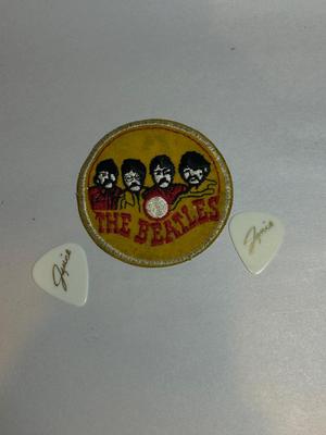 VINTAGE BEATLES PATCH AND GUITAR PICKS