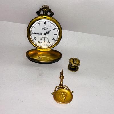 BAYLOR 17 JEWEL POCKET WATCH WITH CHARM AND CUFFLINKS