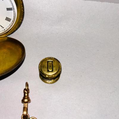 BAYLOR 17 JEWEL POCKET WATCH WITH CHARM AND CUFFLINKS