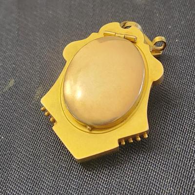 Antique Victorian 14kt Gold Mourning Pendant Locket Back Opens 10.33 Grams
