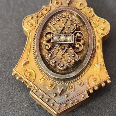 Antique Victorian 14kt Gold Mourning Pendant Locket Back Opens 10.33 Grams
