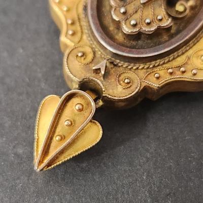 Antique Victorian 14kt Gold Mourning Pendant Locket Back Opens 10.33 Grams