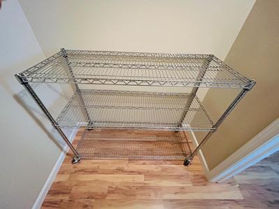 HEAVY DUTY WIRE STORAGE SHELF ON WHEELS