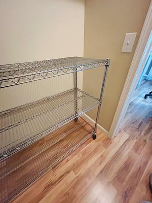 HEAVY DUTY WIRE STORAGE SHELF ON WHEELS